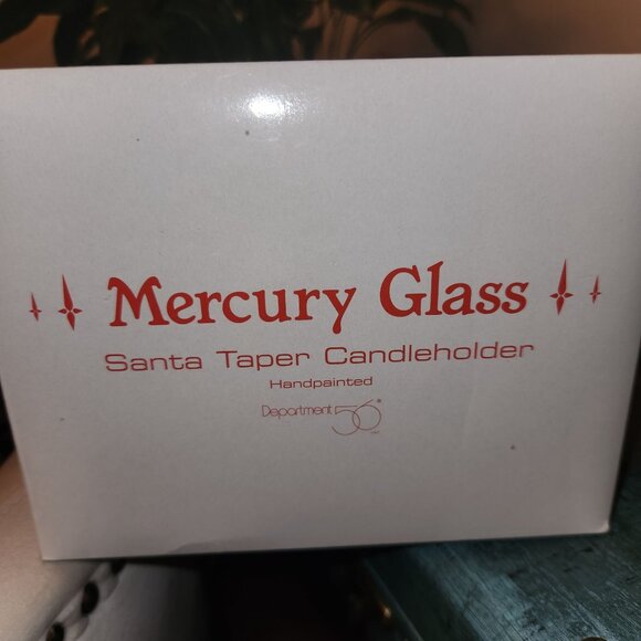 Mercury Glass Santa Taper Candleholder Handpainted By Department 56 - Picture 6 of 7